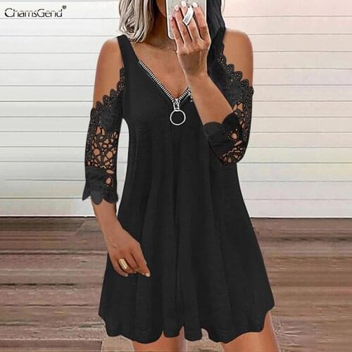 Vintage Dress Women Summer Lace Solid Color Dress Casual Party Dress Sexy V Neck Strap Open Back Zipper Sundress Vestidos