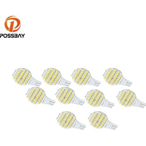 POSSBAY 10 Pcs T10 24 SMD Round Type LED Warm White Car Auto Interior Light Dome Roof Light 12V Universal