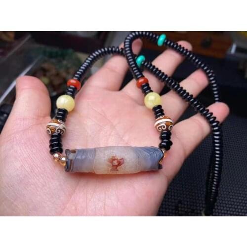 Rare precious high-quality and wonderful gift of nature sardonyx original stone long tube beads ethnic style necklace pendant