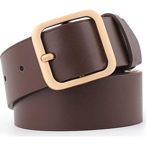 90-110cm Wide Leather Waist Belt High Quality Women Square Pin Metal Buckle Belts For Women Waistband Jeans Belt