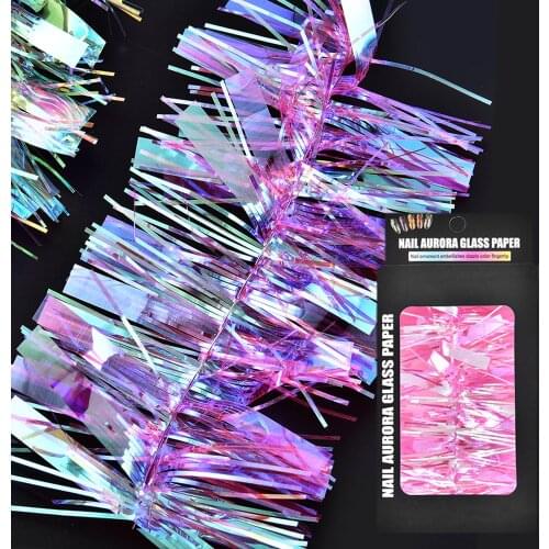 Nail Art Aurora Sticker Colorful Holographic Glass Symphony Paper for Manicure Decorations Laser Mirror Boxed DIY Minimalism