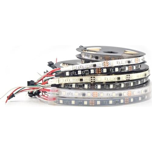 100M 20X5M 48LEDs/m WHITE & BLACK 5050 RGB WS2811 Dream color IP30 IP65 IP67 LED Strip Light DC12V 1 ic control 3 leds