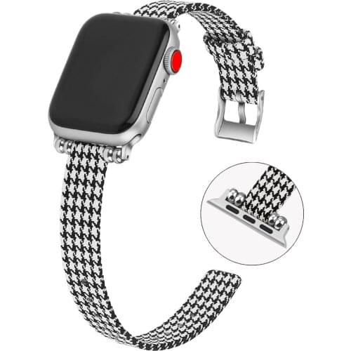 Slim Canvas+Positioning Beads Bracelet for Apple Watch Band 38MM 42MM 40MM 44MM Fashion Strap Belt for iWatch Series 6/SE/5/4/3