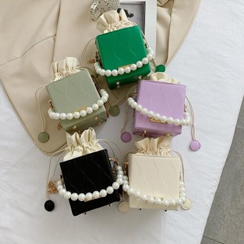 Fashion Women Pure Color Shoulder Crossbody Bag Mini Square Box PU Leather Messenger Bag Casual Ladies Drawstring Purse Handbags