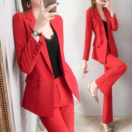 Women suit jacket Suit women Korean fashion female suit British style two-piece spring blazer set Formal pant suits for women