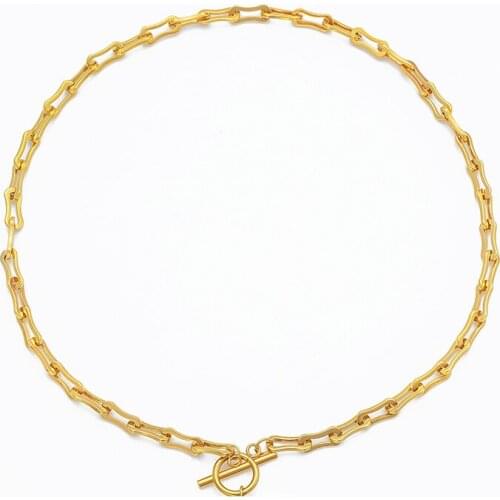 100% Stainless Steel Lock Padlock Chain Toggle Necklaces For Women Gold/Silver Color Metal Toggle Clasp Chain Necklace Choker