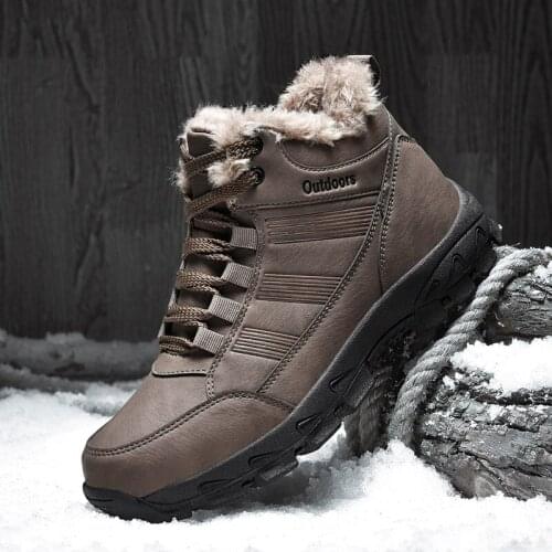 Snow Boots Warm Plush Mens Boots Waterproof Non-slip Winter Boots Outdoor Mens Hiking Boots Work Shoes Mens Sports Shoes 48