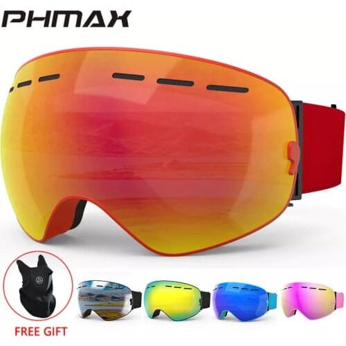 PHMAX Winter Ski Goggles With Ski Mask Snowboard Goggles Ski Glasses Double Layers UV400 Protection Anti-fog Snow Skiing Glasses