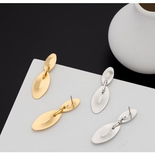 Snake Scales Gold Geometric Drop Earrings Oval Teardrop Dangle Pendant for Women Girls Costume Jewelry