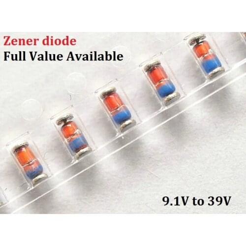 200PCS 0.5W ll34 ZMM9.1V/16V/18V/20V/22V/24V ZMM10V/11V/12V/13V/15V/27V/30V/33V/36V/39V Zener diode ZMM9V1 1/2W smd Free Ship