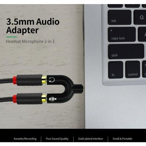 3.5mm Audio Adapter U-type Audio Converter Earphone Connector Headset Microphone Adapter for Mobile Phone PC Laptop White/Black