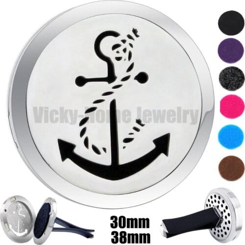 Anchor 316 Stainless Steel Car Diffuser Aroma Car Locket Free Pads Essential Oil drop shipping