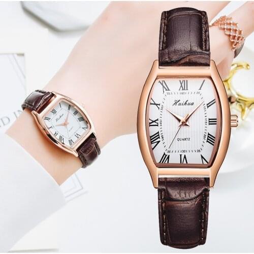 Simple Watches For Women Bracelet Leather Strap Oval Quartz Ladies Watch Women Clock Wrist Watch Relogio Feminino Brown Clock