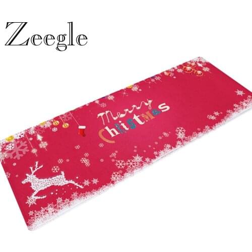 Zeegle Door Mat Long Kitchen Carpet Flannel Washable Living Room Rug Merry Christmas Carpet Hallway Doormat Mat