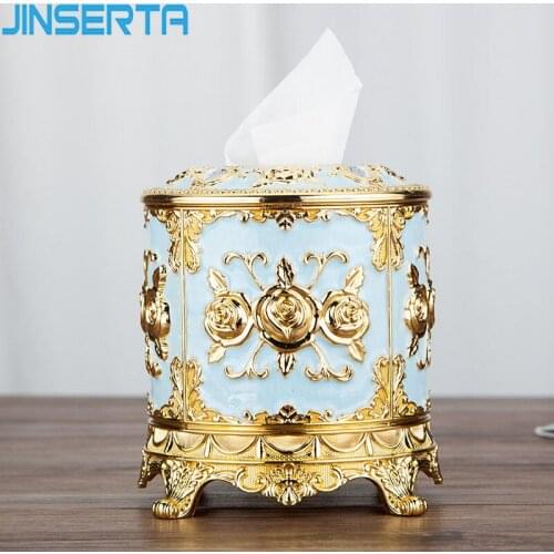 JINSERTA Plastic Tissue Box Paper Towel Container Box Napkin Case Round Luxury Home Living Room Restaurant Car Decor Box