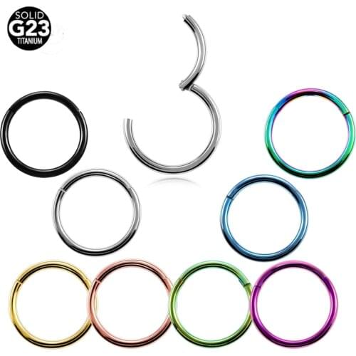 10Pcs/lot G23 Titanium Hinged Segment Septum Clicker Nose Rings Nipple Clicker Ear Cartilage Tragus Lip Piercing Fashion Jewelry