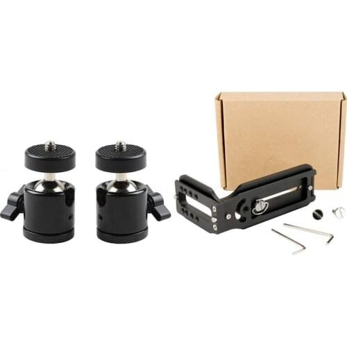 2PC 1/4 Inch Mini Tripod Ball Head Bracket Holder Mount Ballhead & 1set Universal Camera L Bracket Quick Release L Plate