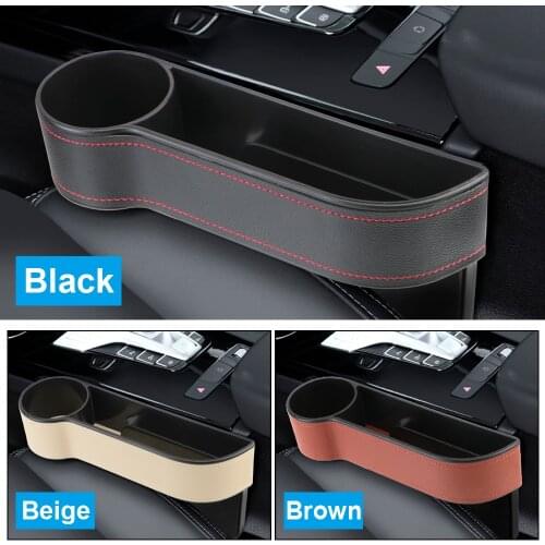 Leather Car Seat Gap Storage Box Car Organizer Phone Bottle Keys Holder Box Universal Seat Gap Slit Box With Charging Hole