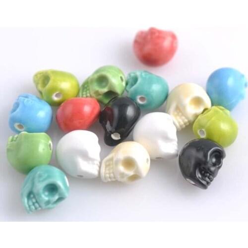 Mixed Skull Ceramic Beads,Round Spacer Beads Fit Jewelry Diy 14X13mm 20pcs YKL0259