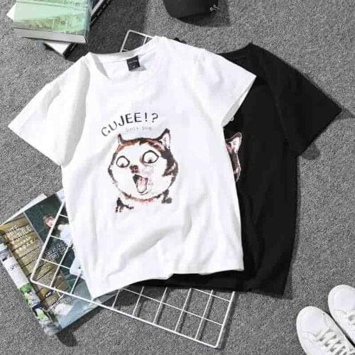 Summer Women Round Collar Lovely tshirt Animal Pattern Print Loose Short Sleeve T Shirts Casual Simple Wild T-Shirt
