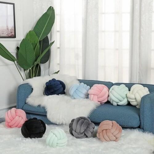 Fashion Creative Gifts Throw Bolster, Bed Room Decoration Props Plush Balls, Modern Sofa Decoration Knotted Ball Cushions Pillow