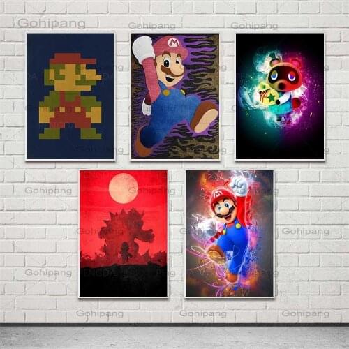 Cartoon Mario Red Hat Hd Bread Prints Home Decor Painting Poster Wall Art Canvas Modular Gifts No Frame Pictures for Living Room