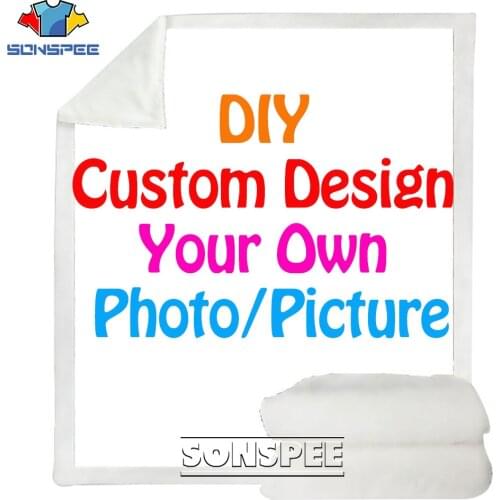 SONSPEE DIY Customize 3D Print Soft Fleece Bedding Blanket Quilt Fashionable Home Sofa Hiking Sherpa Plush Throw Blankets