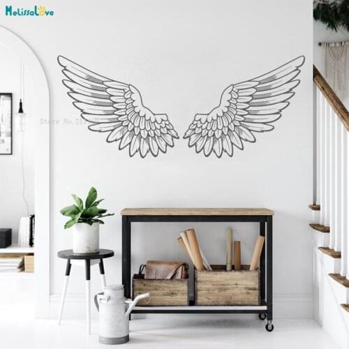 Tribal Big Wings Angel Vinyl Wall Decal Memorial Guardian Inspirational Custom Color Waterproof Home Decor Murals YT3227