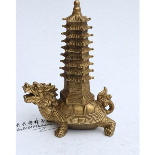 Talisman desktop brass craft room Home Furnishing peace lucky gifts exquisite ornaments Dragon Tower