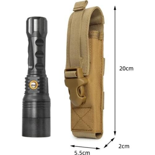 Hunting Tactical Flashlight Pouch Holster Tactical Molle 1000D Cordura Nylon Flashlight Pouch Baton Holder