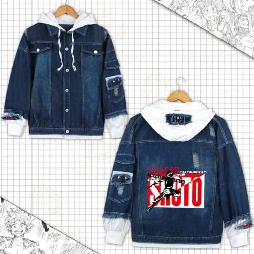 Coat Jacket Cosplay-Costume Anime My Hero Academia Shoto Todoroki Cosplay Costumes Fate Blue Denim Jacket Hoodie Girl Boy Coat