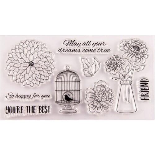 Bird Cage Flower Transparent Clear Silicone Stamp Seal DIY Scrapbooking Rubber Stamping Coloring Embossing Diary Decor Reusable