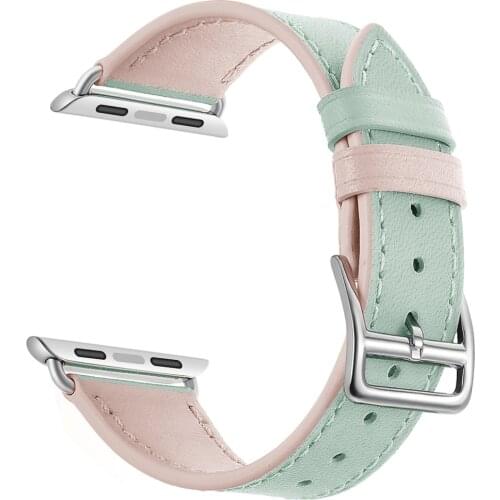 Women Professional Genuine Leather Strap for Apple Watch Band 42mm 38mm 44mm 40mm Candy Colors iwatch Bracelet Belt 5/4/3/2/1