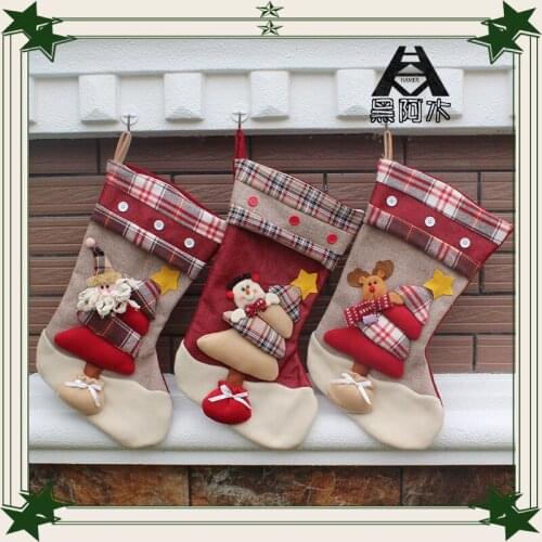 Christmas decorations large size hanging Christmas socks Christmas candy bags socks 3colors