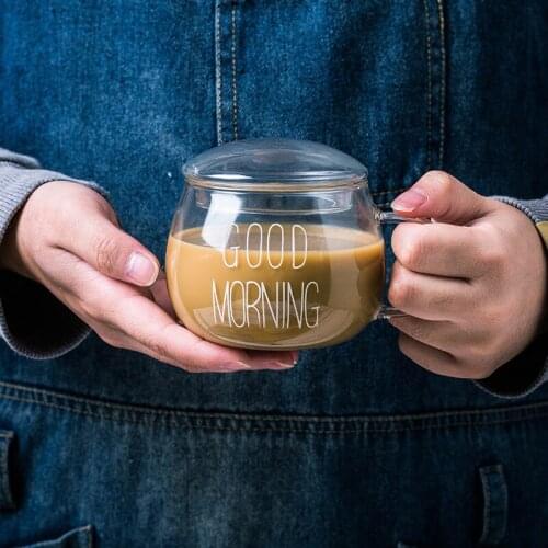 350ml Heat Resistant Glass Cup With Handle Letter Coffee Mug Milk Juice Cups Drinkware Drinking Glasses Kitchen Accessories