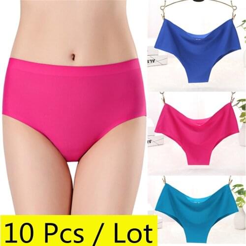 10Pcs/Lot High Quality Seamless Solid Womens Panties Low-rise Sexy Briefs Girl Womens Pants Underpants Underwear Wholesale