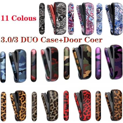 9 Colors Leopard Camo Flower Pattern Protective Case+Door Case For IQOS 3.0 Duo Storage Case Accessories