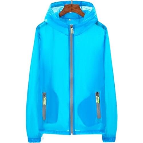 Plus Size 4XL 5XL 6XL 7XL Women Hooded Summer Sunscreen Basic Jacket Transparent Female Windbreaker Solid Outwear Outdoors