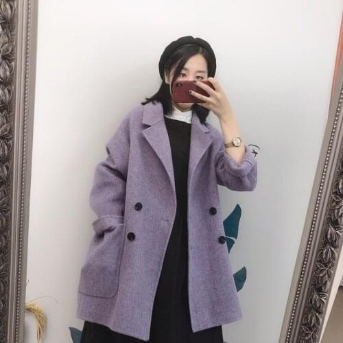 Coat Wool Vintage Women Double Side Long Jacket Oversize Windbreaker Abrigos Mujer Invierno 2020 29002 YY2222
