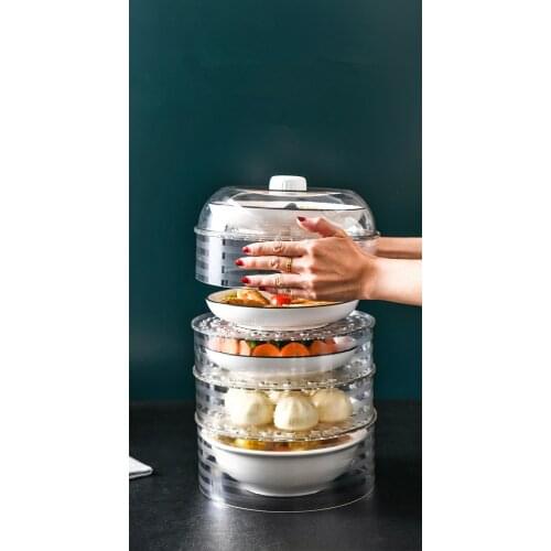 1PC Transparent Stackable Food Insulation CombinationCover Refrigerator Food Vegetable Cover Dining Table Dust-Proof Pan OK 1131