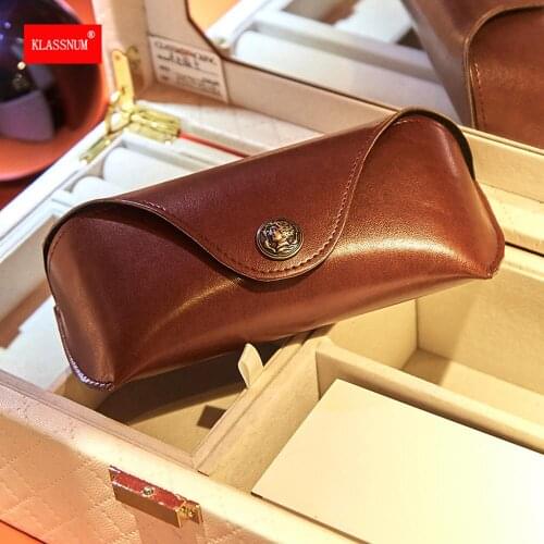 1PCs Retro Women Sunglasses Bag Portable Glasses Case PU Leather Glasses Holder Storage Box For Eyeglass Storage Box Green Brown