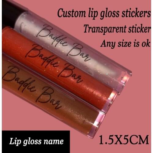 100PC personalized eyebrow eyelash bottle sticker custom cosmetic tube sticker transparent lip gloss label custom name sticker