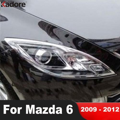 For Mazda 6 2009 2010 2011 2012 Sedan ABS Chrome Head Light Lamp Cover Trim Front Headlight Frame Trims Car Styling Accessories