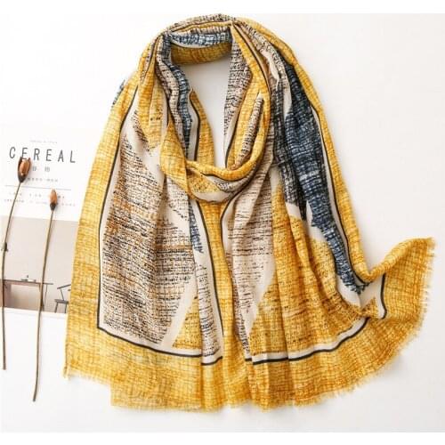 2020 Women Geometry Printed Pattern Cotton Frayed Scarf 10pcs/lot