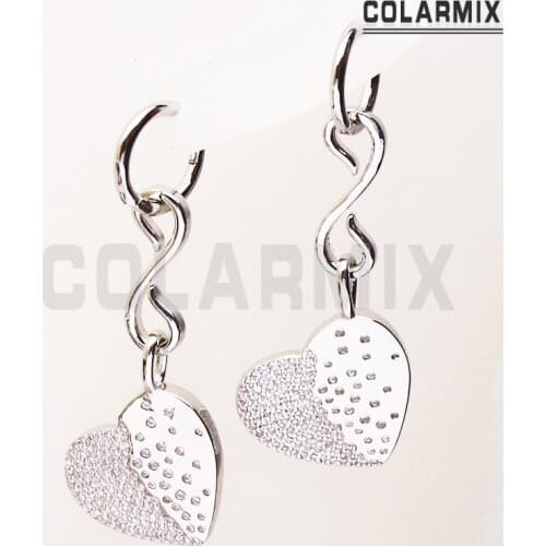 4 Pairs Heart shape Dangle earrings heart shape metal zirconia earrings women jewelry Drop earrings Gift for women jewelry 41284