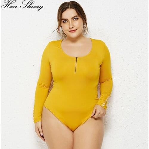 5XL 6XL Plus Size Bodycon Skinny Bodysuits Sexy Women Autumn Winter Zipper V-neck Long Sleeve Jumpsuit Body Suit Tops Overalls
