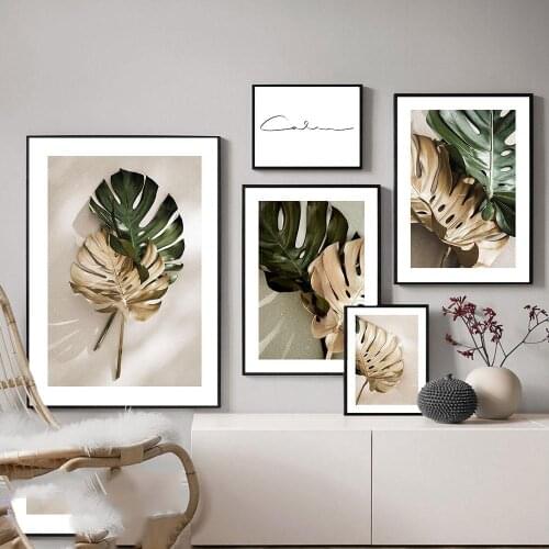 Diamond Painting Green Golden Leaves Diamond Mosaic Embroidery Full Drill Nordic Scandinavian Nature Cross Stitch Kits Art Decor