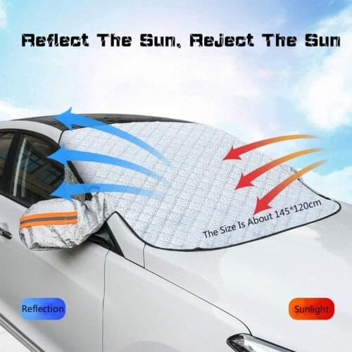 Car Windshield Sun Shade Blocks UV Rays Sun Visor Protector, With 9 Hidden Magnets, Snow Ice Frost Sun UV Dust Water Resistent