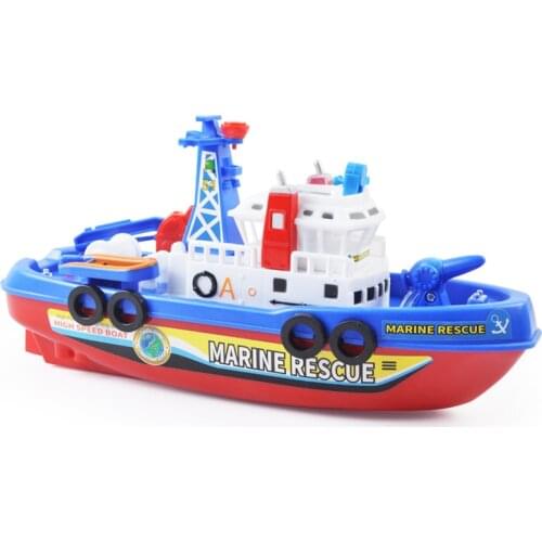 Electric Boat Bath Toy Marine Rescue Fire Boat with Light Music Water Spray Educational Simulation Model Gift Toys for children