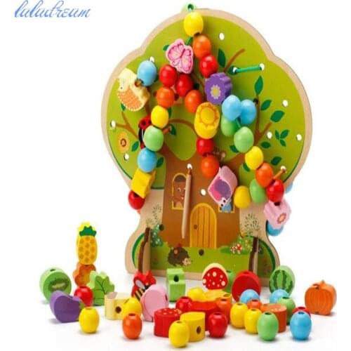 Fruit Tree Fruit Beads Educational Toy montessori materials Wooden Toys For Children Birthday Gift